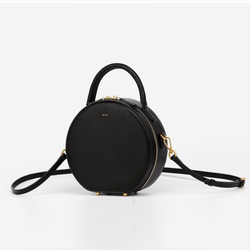 JW PEI vegan leather circle top handle bag with crossbody strap